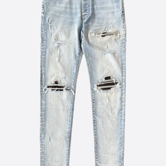 Amiri Light Indigo Camouflage Patch MX1 Jeans - Picture 1 of 4